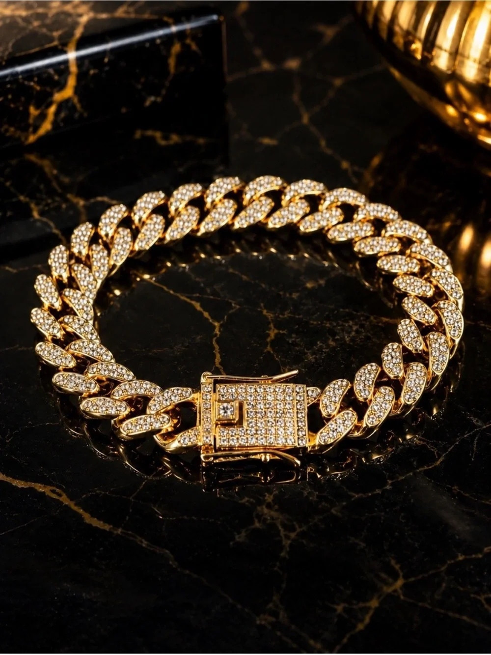 Gold Pavé Cuban Link Bracelet